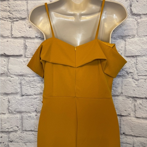 Yellow Asymmetrical Ruched Sheath Dress - Picture 6 of 8